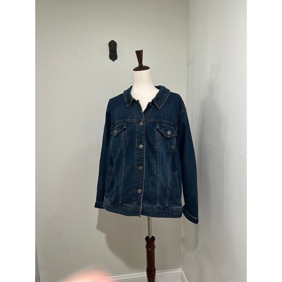 Style & Co Womens Plus Denim Jacket Classic Jean Jacket Size 22 - Picture 2 of 6